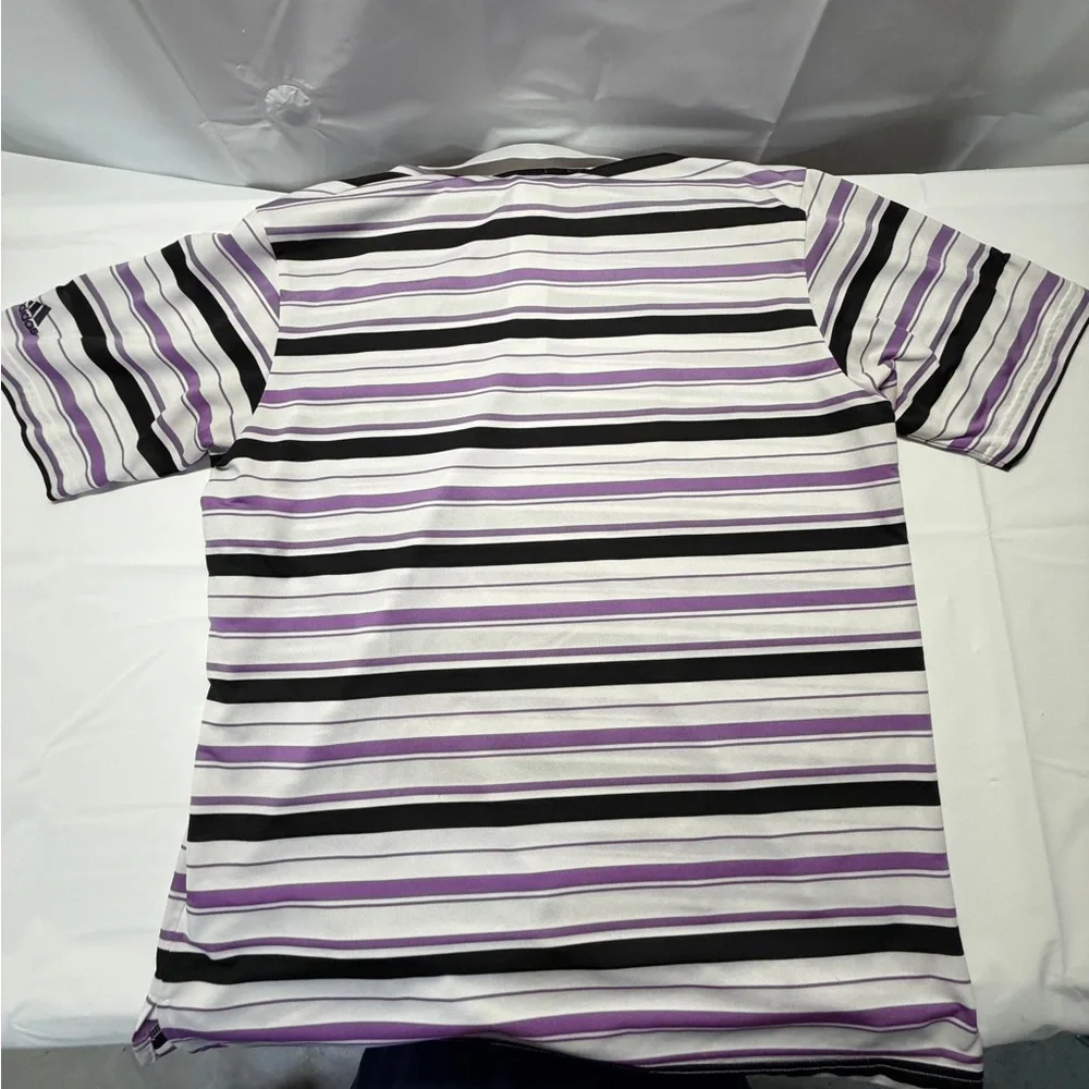 adidas Prestwick Striped Polo‎ — White, Purple & Black